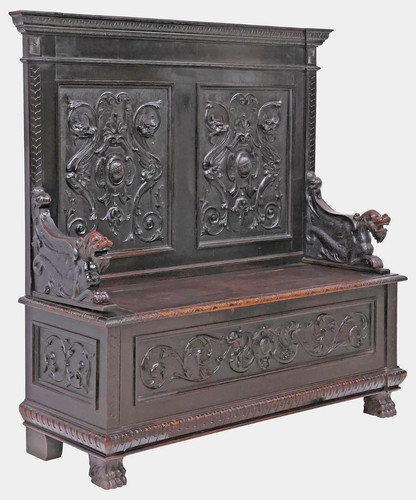 Antique hall bench italian - hall, bench,